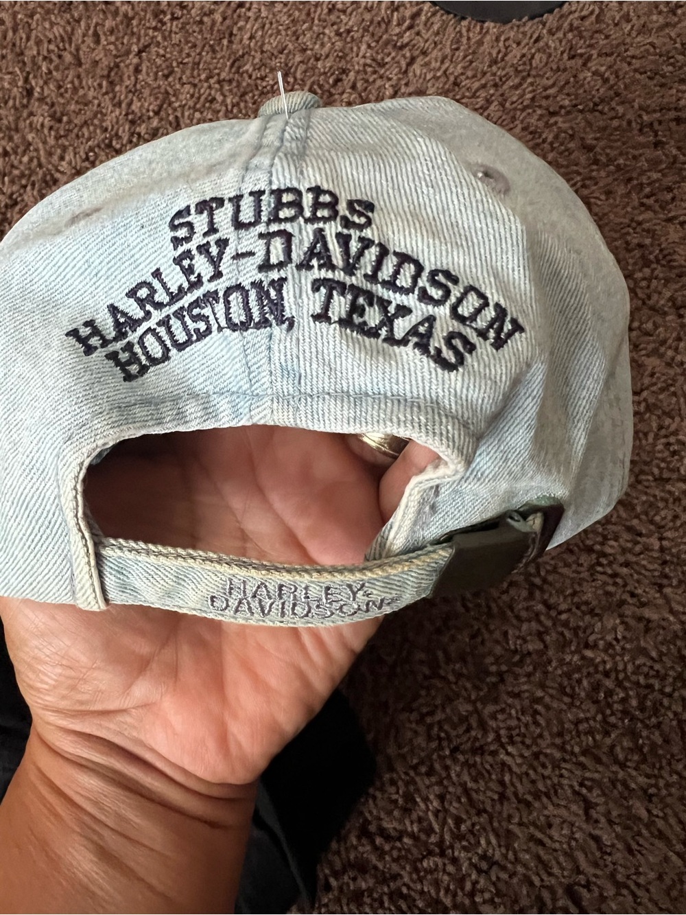 Vintage Harley-Davidson Light Blue Denim Baseball Cap w/suede hat bill. - Picture 2 of 6